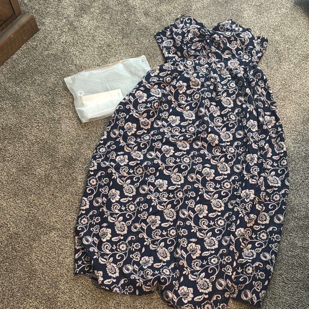 Floral Maxi Dress from Cupshe in Navy and Cream, size Large